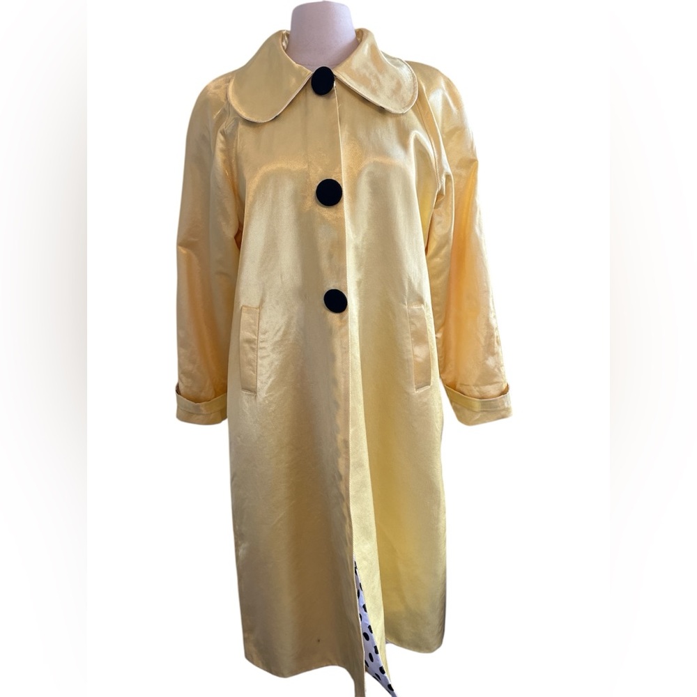 Vintage Ashro 2-piece Yellow Trench Coat w/Black & white polka dot dress Size 16 - Picture 3 of 17